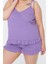 Tarz Rahat Büyük Beden Uzun Kollu Geniş Paça Fırfır Detaylı Askılı Örme Pijama Takımı 3