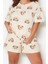 Tarz Rahat Büyük Beden Kısa Kollu Geniş Paça Ayıcık Baskılı Pamuklu Örme Pijama Takımı 1