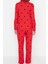 Tarz Rahat Uzun Kollu Boru Paça %100 Pamuklu Kalp Desenli Örme Pijama Takımı 5