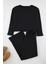 Tarz Rahat Uzun Kollu Geniş Paça Fitilli Örme Pijama Takımı 1