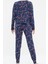 Tarz Rahat Uzun Kollu Boru Paça Pamuklu Yılbaşı Temalı Örme Pijama Takımı 5