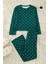 Tarz Rahat Uzun Kollu Boru Paça %100 Pamuklu Puantiye ve Kalp Desenli Örme Pijama Takımı 1
