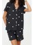 Tarz Rahat Kısa Kollu Boru Paça Pamuklu Kalp Desenli Örme Pijama Takımı 2