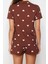 Tarz Rahat Kısa Kollu Boru Paça Pamuklu Kalp Desenli Örme Pijama Takımı 5