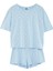 Tarz Rahat Kısa Kollu Boru Paça %100 Pamuklu Kalp Desenli T-Shirt-Şort Örme Pijama Takımı 1