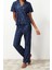 Tarz Rahat Kısa Kollu Boru Paça Kalpli Örme Pijama Takımı 1
