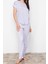 Tarz Rahat Kısa Kollu Boru Paça Pötikare ve Baskılı Örme Pijama Takımı 1