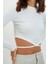 Moda Bisiklet Yaka Örme Slim Fit Düz Desen Casual Günlük Crop Uzun Kol Bluz 4