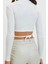 Moda Bisiklet Yaka Örme Slim Fit Düz Desen Casual Günlük Crop Uzun Kol Bluz 5
