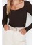 Moda Kare Yaka Örme Slim Fit Düz Desen Casual Günlük Crop Uzun Kol Bluz 3