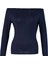 Moda Kayık Yaka Örme Slim Düz Desen Casual Günlük Regular Uzun Kol Bluz 1