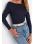 Moda Kayık Yaka Örme Slim Düz Desen Casual Günlük Regular Uzun Kol Bluz 2