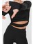 Moda Bisiklet Yaka Örme Fit Düz Desen Sportswear Crop Uzun Kol Bluz 2