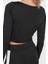 Moda Bisiklet Yaka Örme Fit Düz Desen Sportswear Crop Uzun Kol Bluz 3