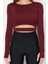 Moda Bisiklet Yaka Örme Fit Düz Desen Sportswear Crop Uzun Kol Bluz 5
