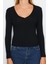 Moda V Yaka Örme Slim Düz Desen Casual Günlük Regular Uzun Kol Bluz 1