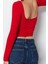 Moda Kayık Yaka Örme Slim Düz Desen Casual Günlük Regular Uzun Kol Bluz 2