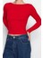Moda Kayık Yaka Örme Slim Düz Desen Casual Günlük Regular Uzun Kol Bluz 5