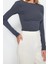 Moda Kayık Yaka Örme Slim Düz Desen Casual Günlük Regular Uzun Kol Bluz 4