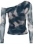 Moda Asimetrik Yaka Örme Slim Çiçekli Desen Casual Günlük Regular Uzun Kol Bluz 1