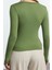 Moda V Yaka Örme Slim Düz Desen Casual Günlük Regular Uzun Kol Bluz 5