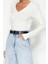 Moda V Yaka Örme Slim Düz Desen Casual Günlük Regular Uzun Kol Bluz 2