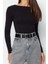 Moda Bisiklet Yaka Örme Slim Düz Desen Casual Günlük Regular Uzun Kol Bluz 4