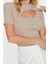 Moda Bisiklet Yaka Örme Slim Düz Desen Casual Günlük Crop Kısa Kol Bluz 2