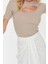 Moda Bisiklet Yaka Örme Slim Düz Desen Casual Günlük Crop Kısa Kol Bluz 3