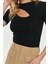 Moda Bisiklet Yaka Örme Slim Düz Desen Casual Günlük Crop Kısa Kol Bluz 2