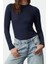 Moda Dik Yaka Örme Slim Düz Desen Casual Günlük Regular Uzun Kol Bluz 2
