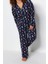 Tarz Rahat Büyük Beden Uzun Kollu Boru Paça Yılbaşı Temalı Örme Pijama Takımı 2
