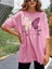 Be Free Pembe Oversize Salas Boyfriend Kadın / Kız T-Shirt Top Bluz 1
