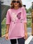 Be Free Pembe Oversize Salas Boyfriend Kadın / Kız T-Shirt Top Bluz 2