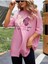 Be Free Pembe Oversize Salas Boyfriend Kadın / Kız T-Shirt Top Bluz 4