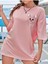 Cepte Tavşan Baskılı Pembe Kadın / Kız Oversize Gri Salas T-Shirt Boyfriend 2