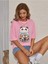 Kadın / Kız Panda Baskılı Pembe Oversize T-Shirt Salaş Boyfirend 5