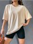 Kadın / Kız Bej Oversize T-Shirt Pusula Baskılı 4