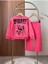 Mickey & Minnie Baskılı Kız Çocuk Oversize Sweatshirt ve Fitilli Flare Tayt Takımı - Fuşya 2