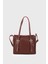 Kadın Bordo Suni Deri Dikiş Detaylı Mini Tote Çanta 1
