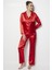 Faryanight Saten Uzun Kollu Düğmeli Gömlek Pijama Takımı 3