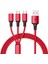 3ın1 Kırmızı 1.2 Metre (Mıcro USB - Lıghtnıng - Type C) Telefon Şarj Kablosu (4172) 1