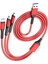 3ın1 Kırmızı 1.2 Metre (Mıcro USB - Lıghtnıng - Type C) Telefon Şarj Kablosu (4172) 2