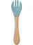【eğlenceli Canlı】 Ahşap Saplı Silikon Kaşık Seti Bebek Besleyici Çocuklar Eğitim Katı Gıda Çatal Bıçak Takımı Çocuk Kaşık Çatal (Yurt Dışından) 1