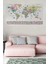 Türkçe Ülke Bayrak Lı Eğitici Başkent Detaylı Atlası Dünya Haritası Duvar STICKER -60X105-3859 1