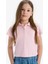 Kız Çocuk Slim Fit Dar Kesim Polo Yaka Basic Düz Fitilli Kaşkorse Kısa Kollu Tişört Z7794A625SM 1