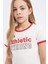 Kız Çocuk Slim Fit Dar Kesim Bisiklet Yaka Baskılı Fitilli Kaşkorse Kısa Kollu Tişört D8542A825SM 5