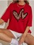 Bı Kind Baskılı Kırmızı Kadın / Kız Oversize Salaş T-Shirt Boyfriend 3