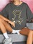 Kadın / Kız Füme Oversize T-Shirt Lovely Bear Baskılı 1