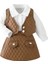 Kız Çocuk Deri Detaylı Kahverengi Etek ve Yelekli Takım 3